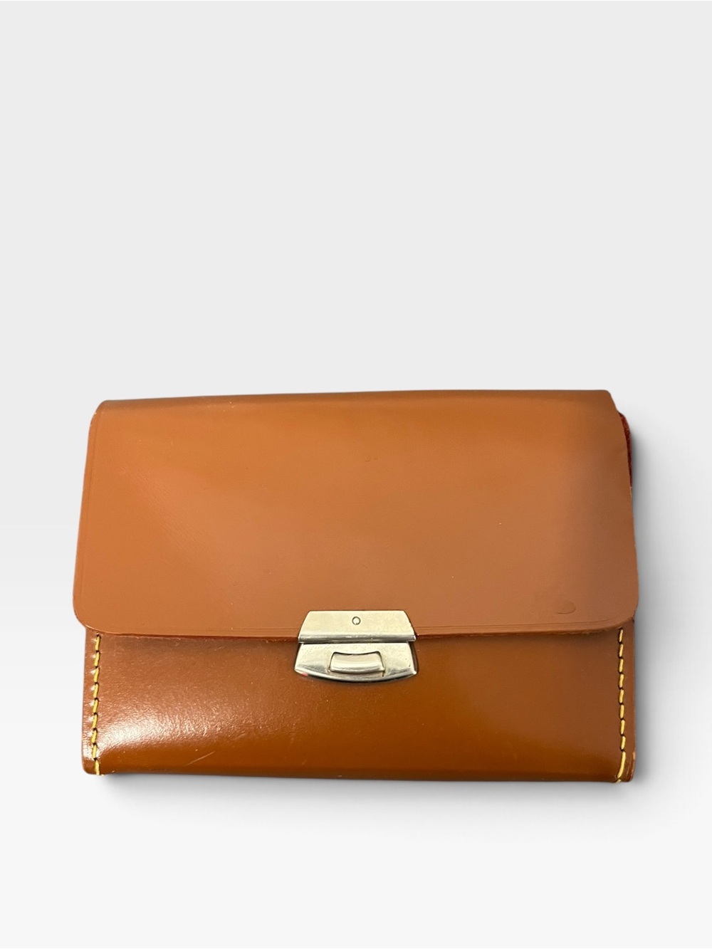 Vintage Brown Leather Case with Silver Tone Clasp